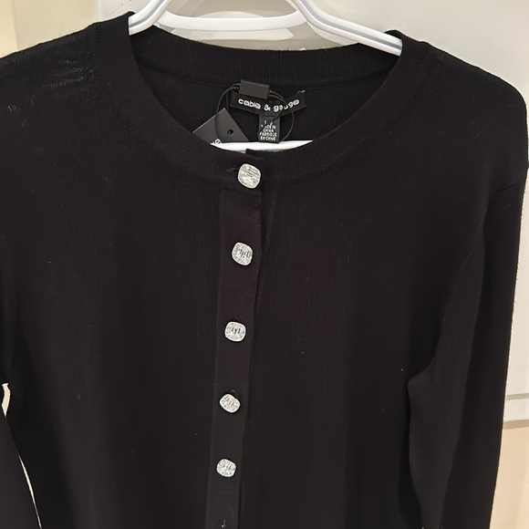 🤩BNWT Black Cardigan With Crystal Buttons - Picture 1 of 6